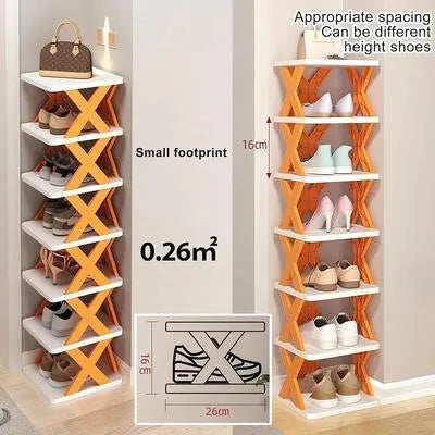 X-Shoe Rack with Dumbbell Storage, Full Floor, ABS Plastic, Multicolor
