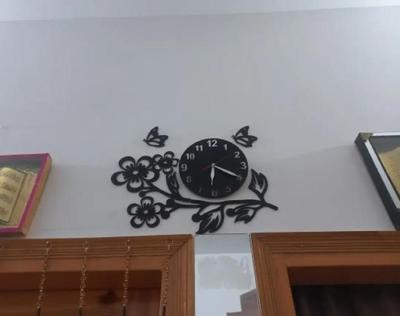 3D Flower Wooden Wall Clock With LED Light