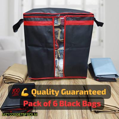 Pack of 6 Transparent Storage Bags Red Handles