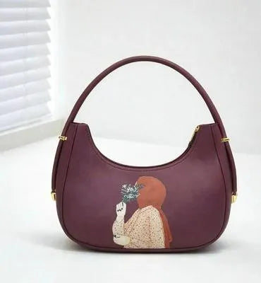Maroon PU Leather Crossbody Bag for Girls