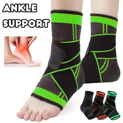 Ankle Support Brace Black Green Collapsible Sports Wear