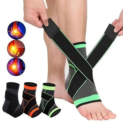 Ankle Support Brace Black Green Collapsible Sports Wear