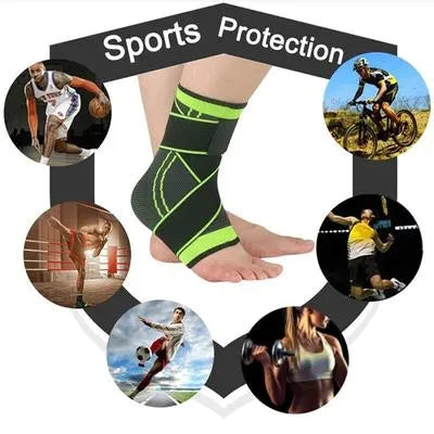 Ankle Support Brace Black Green Collapsible Sports Wear