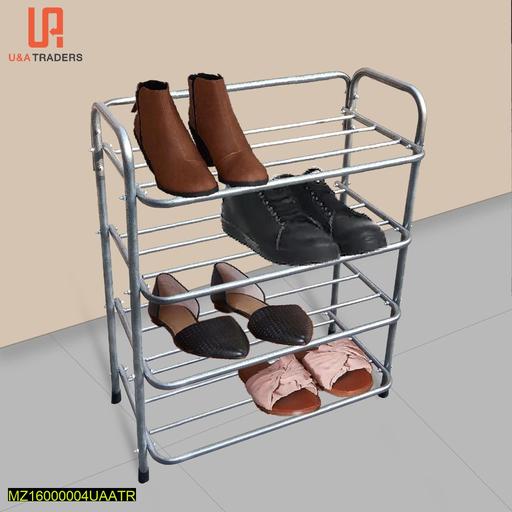 4-Tier Steel Shoe Rack Silver Portable