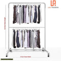 Double Pole Garment Rack Silver Metal 5.5ft