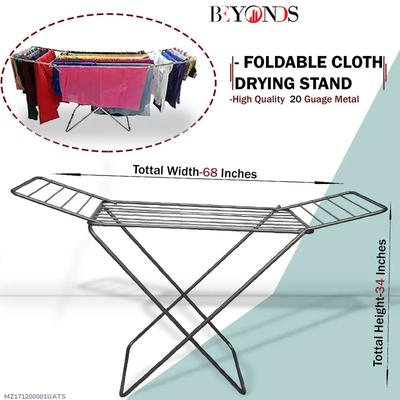 Foldable Stainless Steel Drying Rack Silver 68"