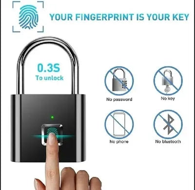 High Quality Smart Fingerprint Lock USB Rechargeable Biometric Digital Padlock
