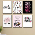 Girls Makeup Wall Art Set 6 Pcs 8x11 MDF Multicolor