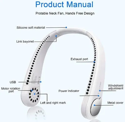 Rechargeable Neck fan 200mAh long Battery Life Foldable Neck Fan