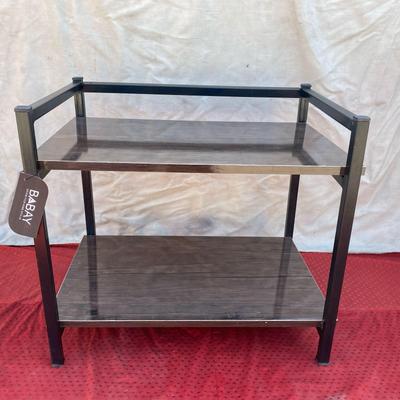 2-Layer Oven Rack Black Iron Wooden Kitchen Storage