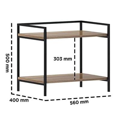 2-Layer Oven Rack Black Iron Wooden Kitchen Storage