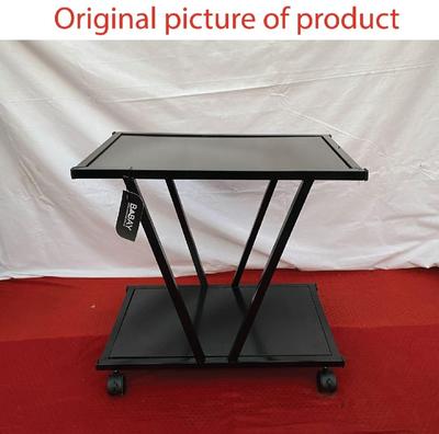 Black Coffee Table with Wheels, Wood & Iron, 60cm High