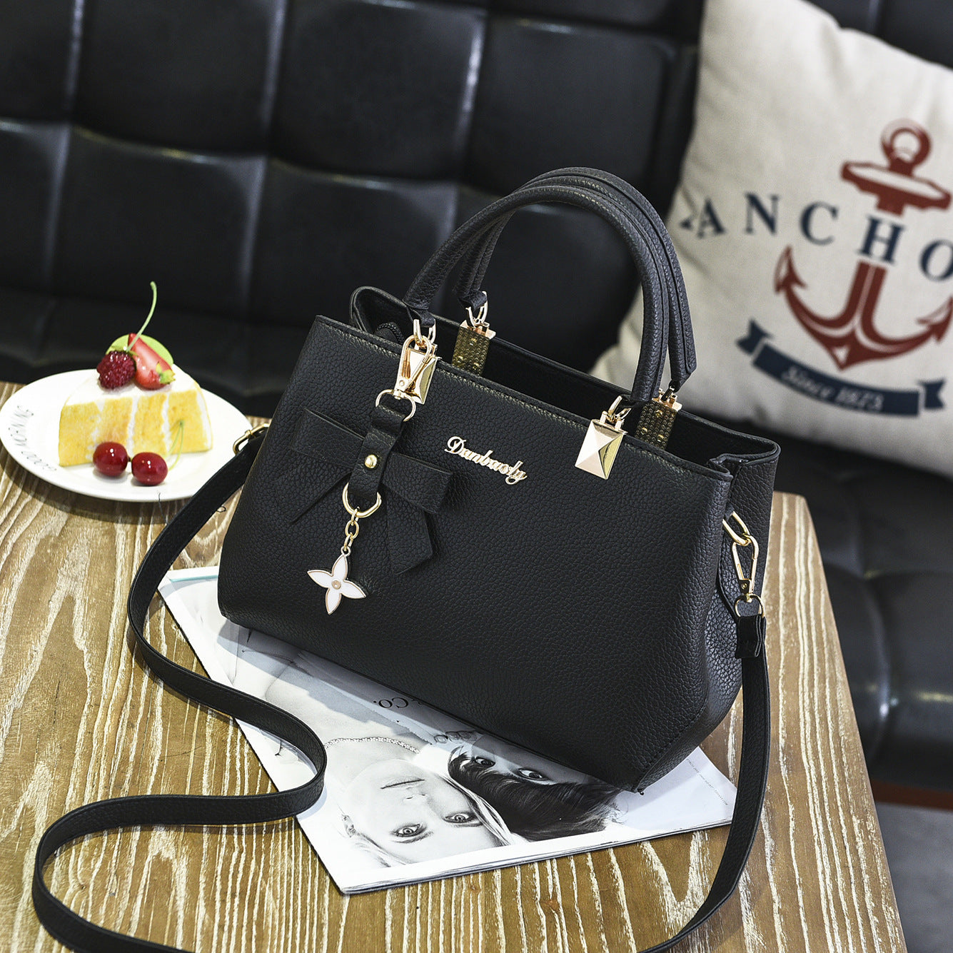 Maroon PU Leather Crossbody Bag for Girls